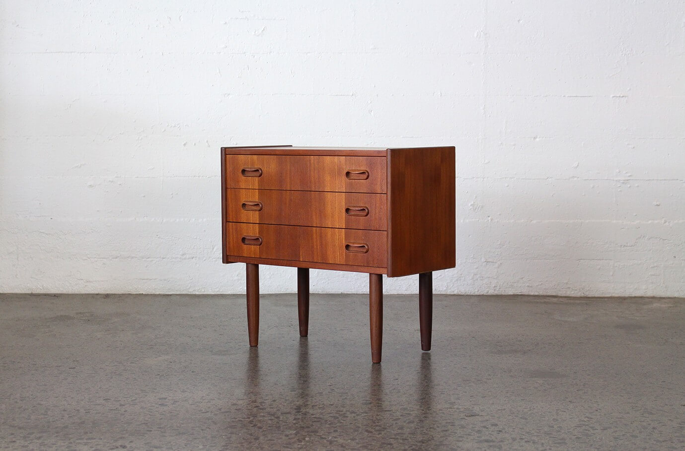 Danish teak three drawer -SOLD